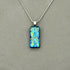 Blue & Green Flower Dichroic Fused Glass Pendant with Silver Plated Chain - Handmade by Jade Tapson Glass.