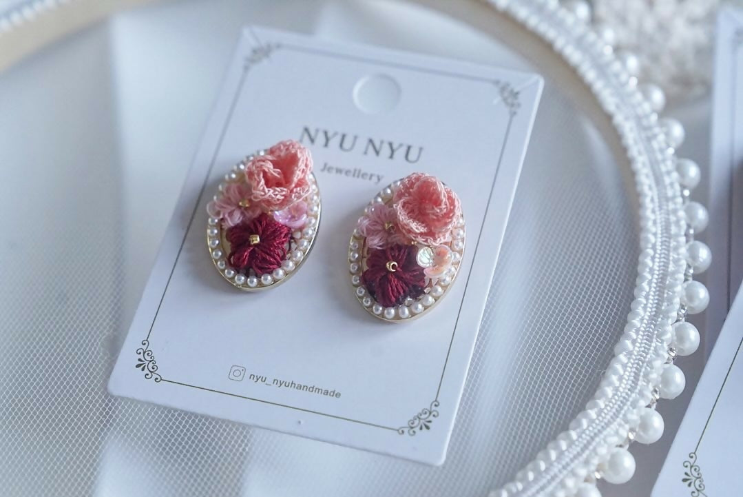 Vintage Rose Pearl Earrings