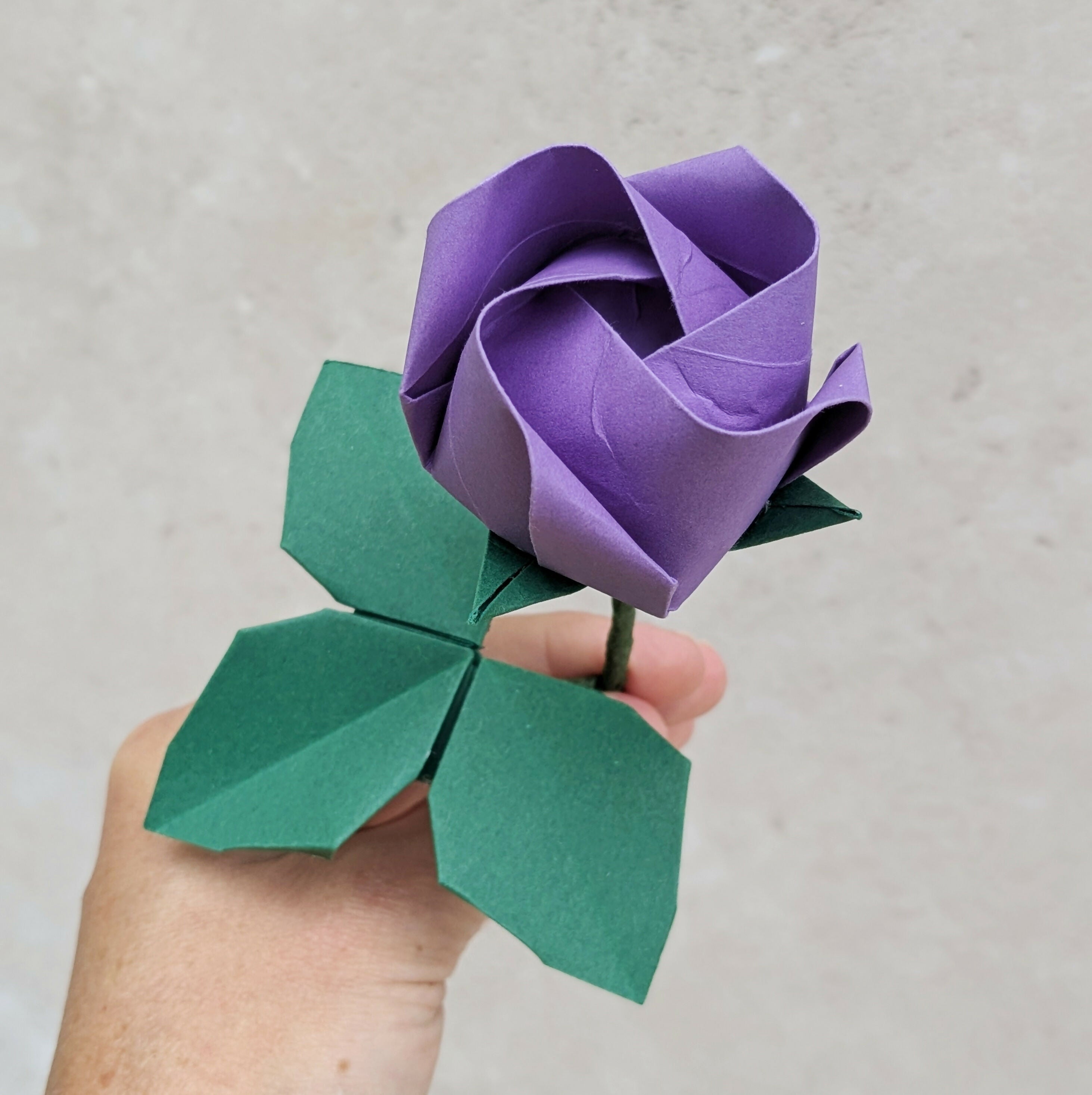 Single Stem Origami Paper Rose