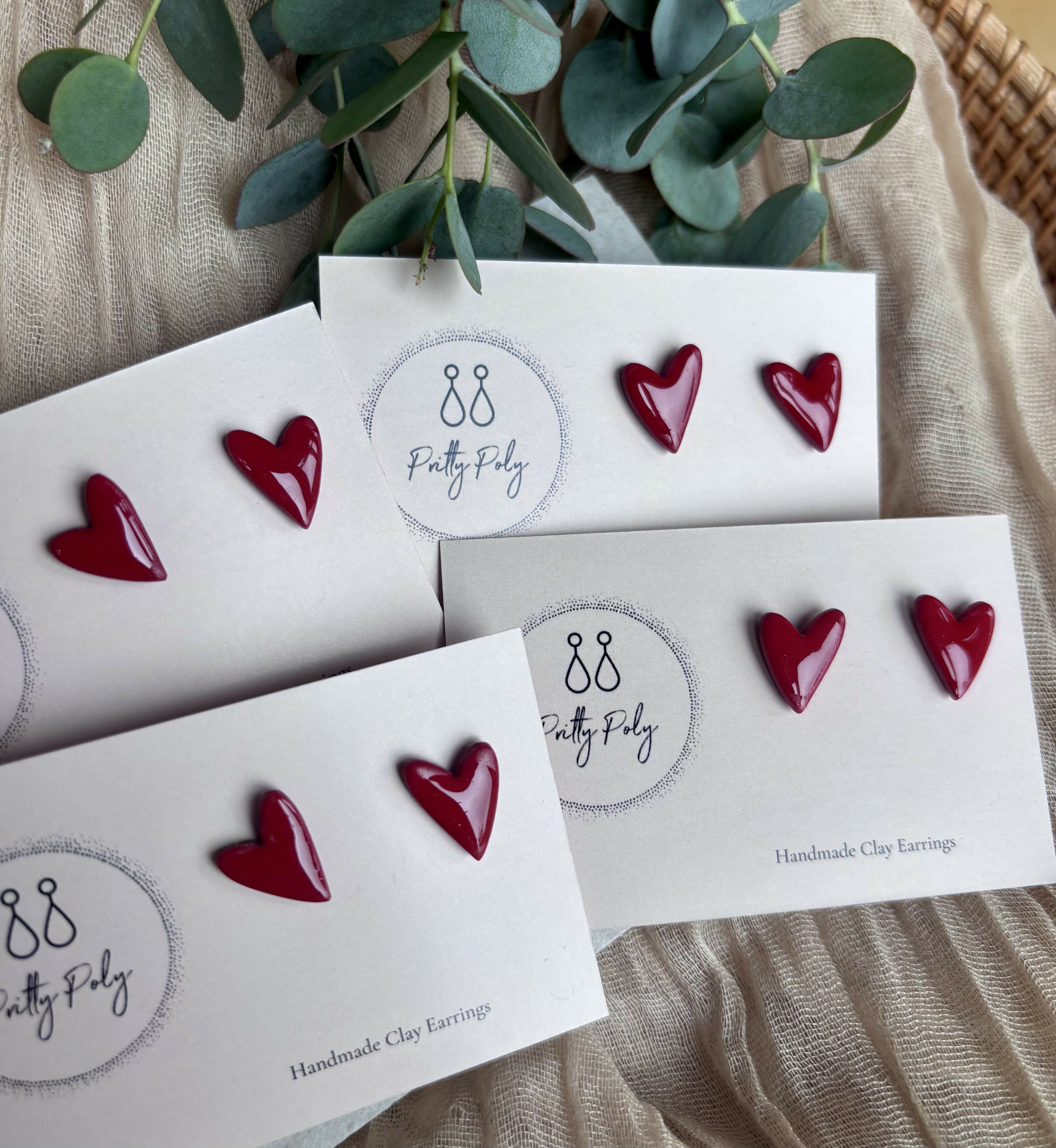 Red Heart Polymer Clay Studs