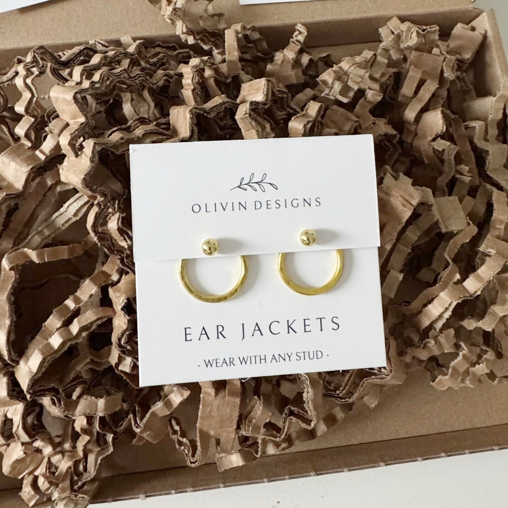 Midi Circle Ear Jackets: Sterling Silver or 18K Gold Plated Studs