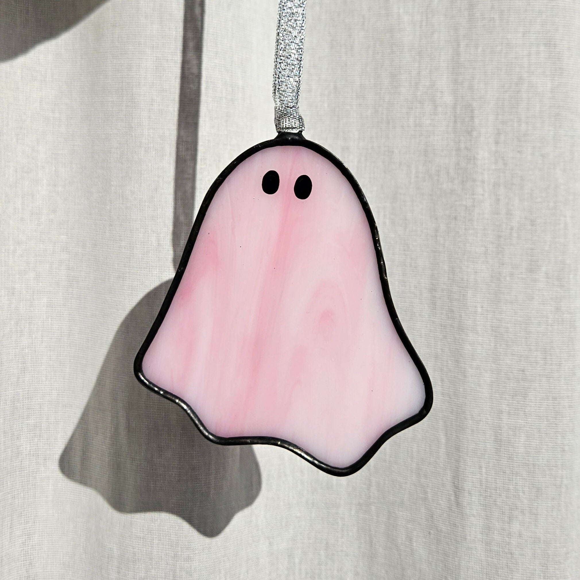 Streaky Pink Ghost Stained Glass Decoration