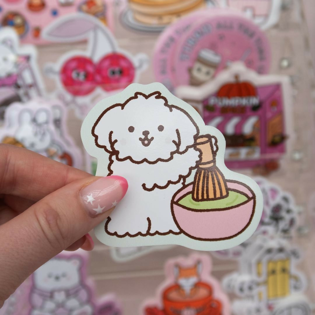 Matcha Doggy Die Cut Sticker