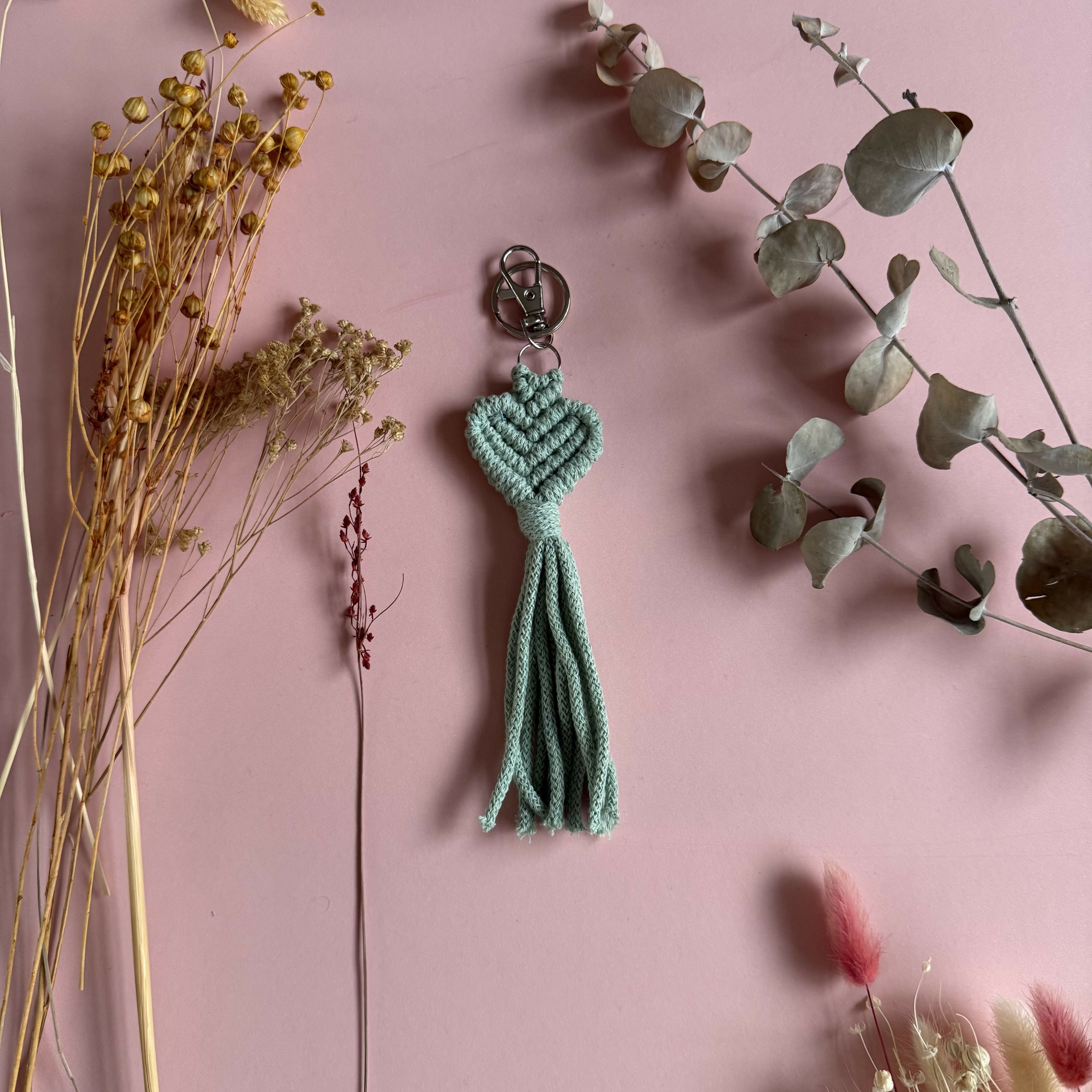 Macrame Heart Keyring