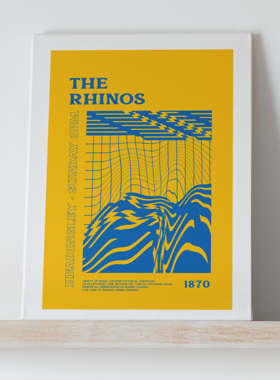Leeds Rhinos Art Print PSYCHEDELIC Design in Amber