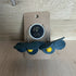 Forest Whisper – Blue Leather Flower Earrings with Yellow Stone