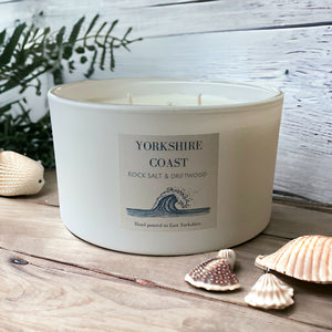 NEW! Edge of the Wolds Yorkshire Coast Rock Salt & Driftwood Three Wick Scented Candle 425g