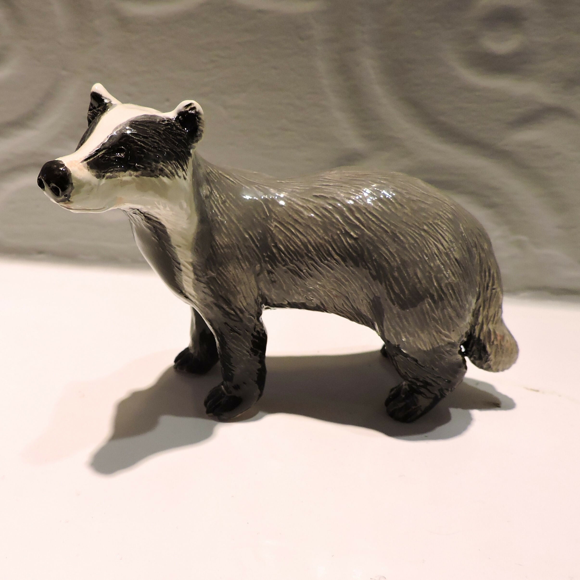 Ceramic Badger sculpture