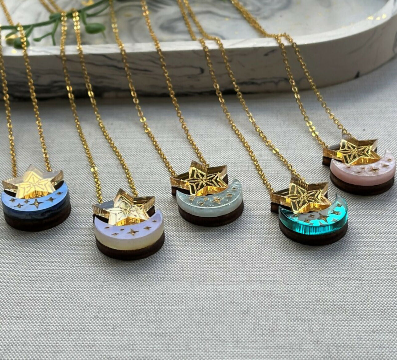Celestial, Moon And Star Necklace