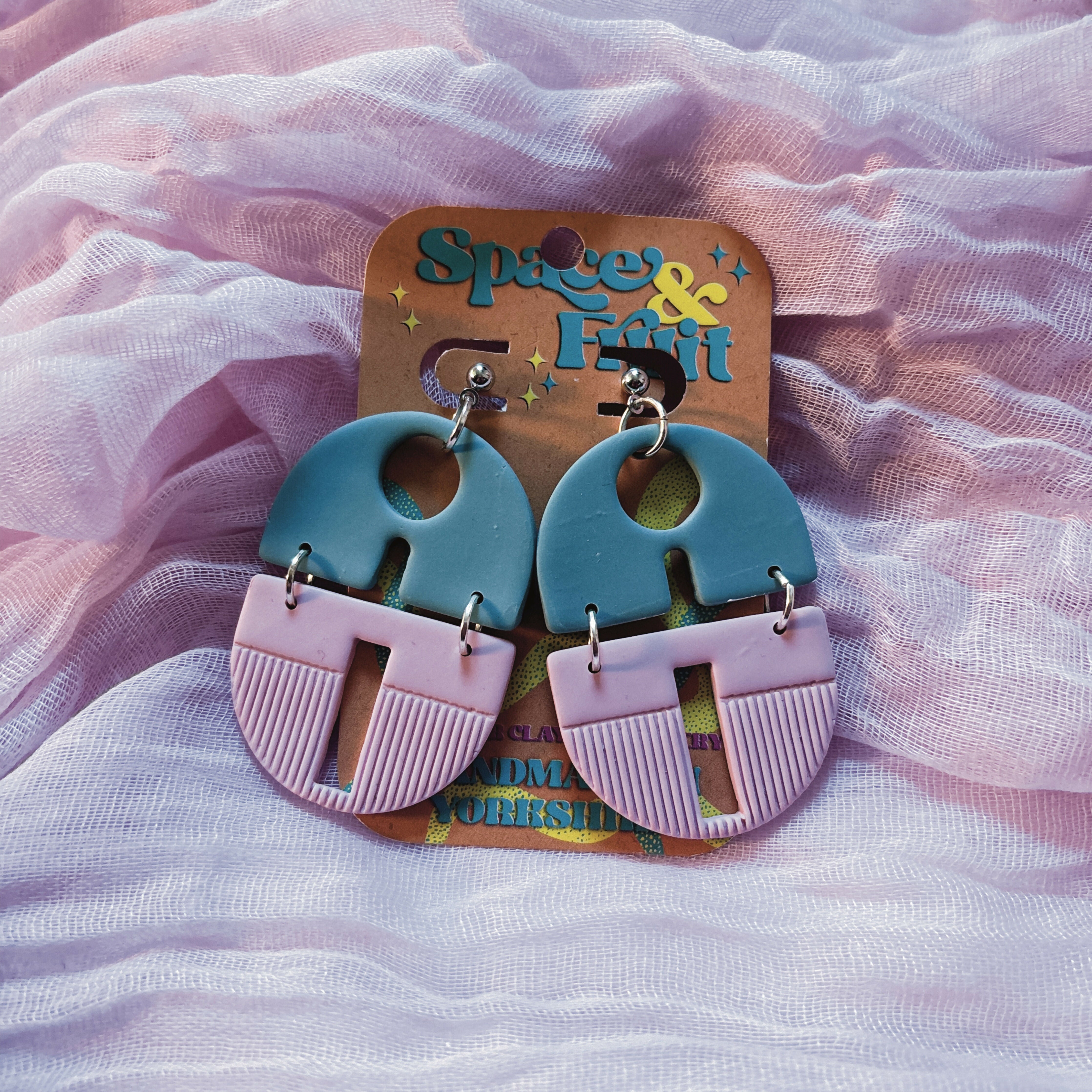 Geometric Cut-Out Statement Polymer Clay Earrings