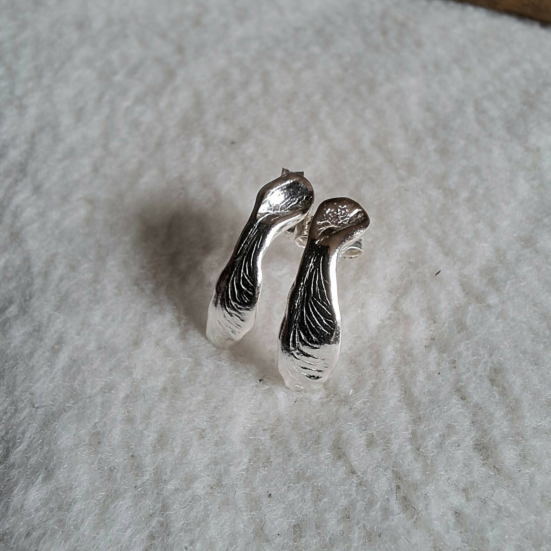 Handmade Real Helicopter Seed Silver Studs