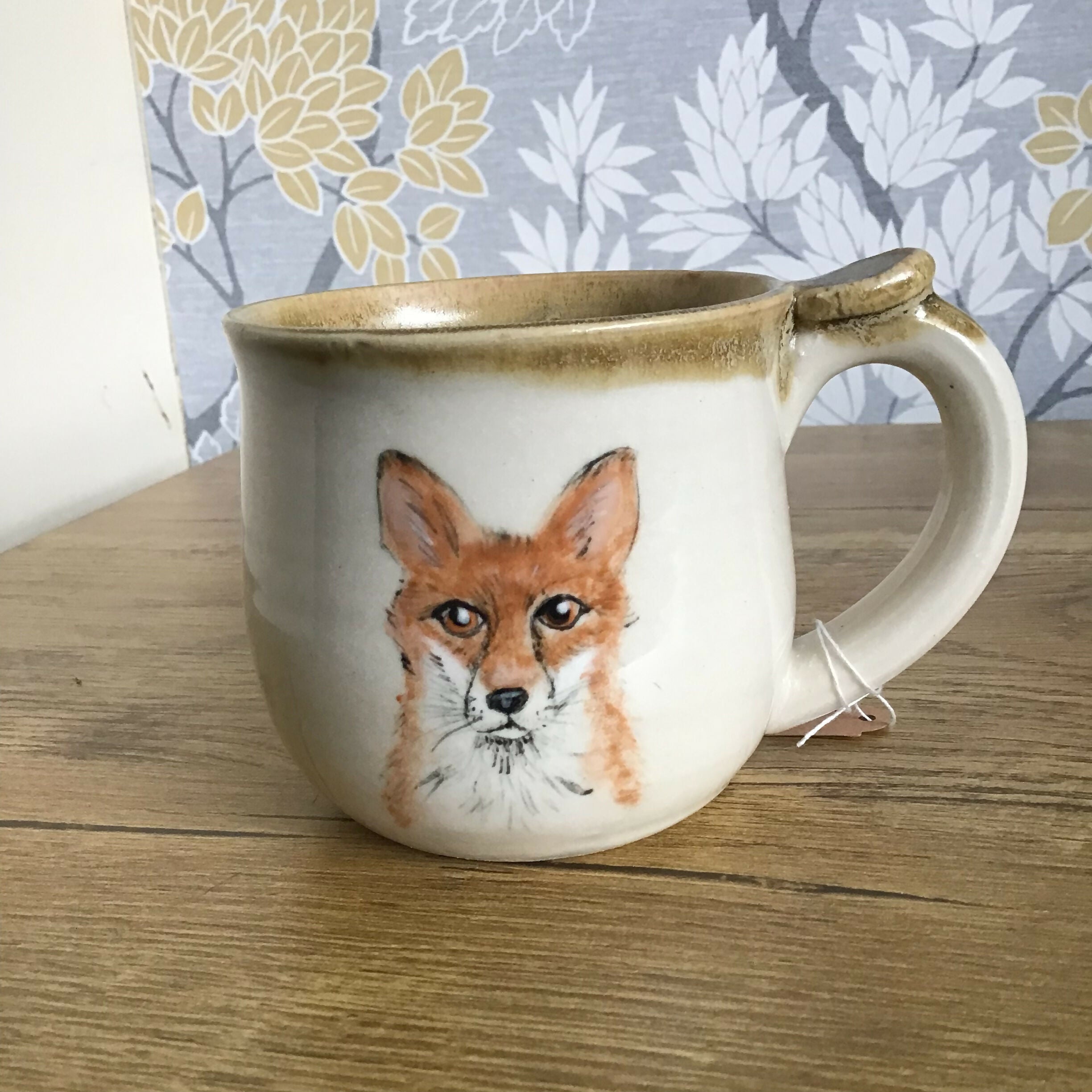Handpainted Stonware Fox Mug
