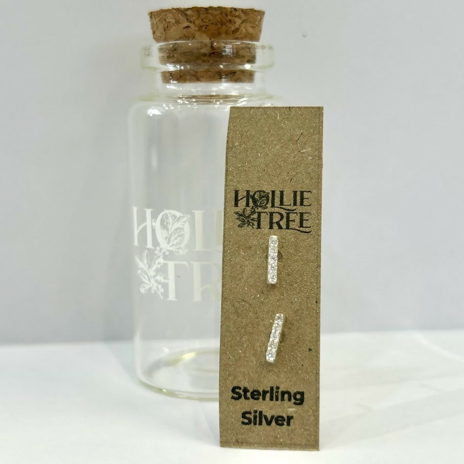 Silver CZ Bar Silver Stud