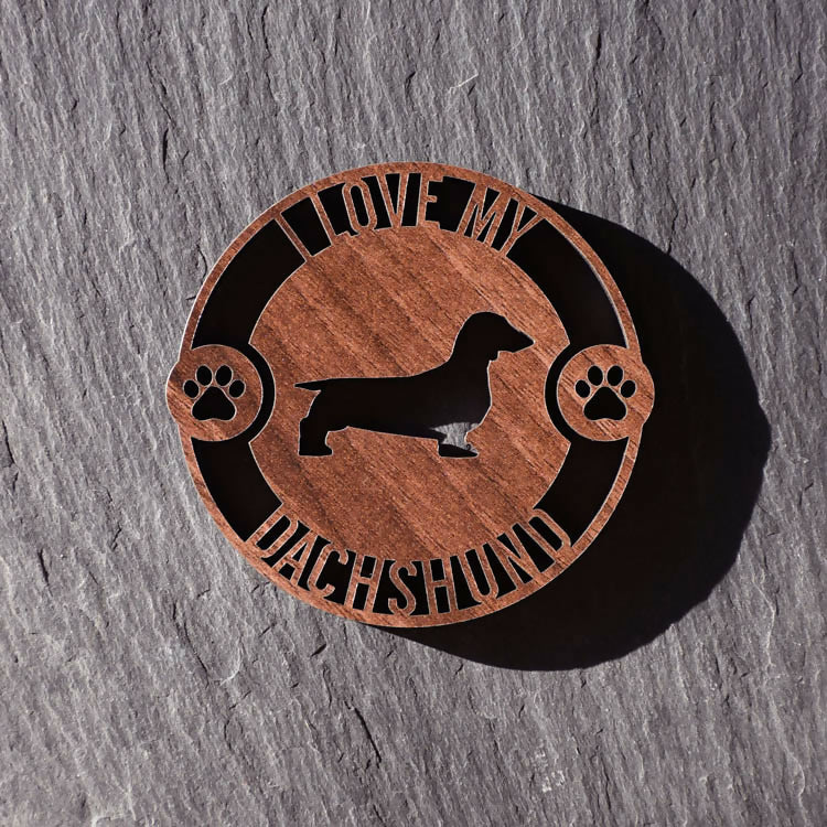 I Love My Dachshund Laser Cut Wooden Coaster