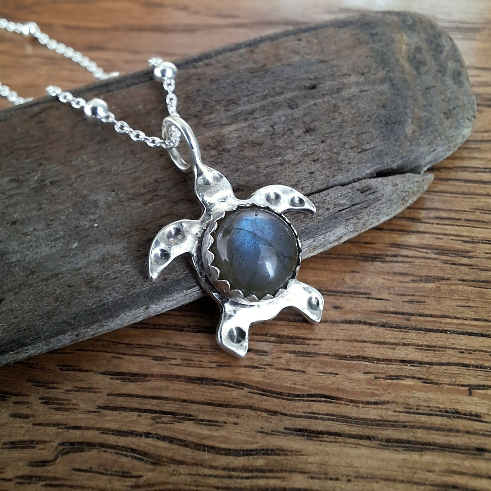 Handmade Sea Turtle Necklace With Labradorite