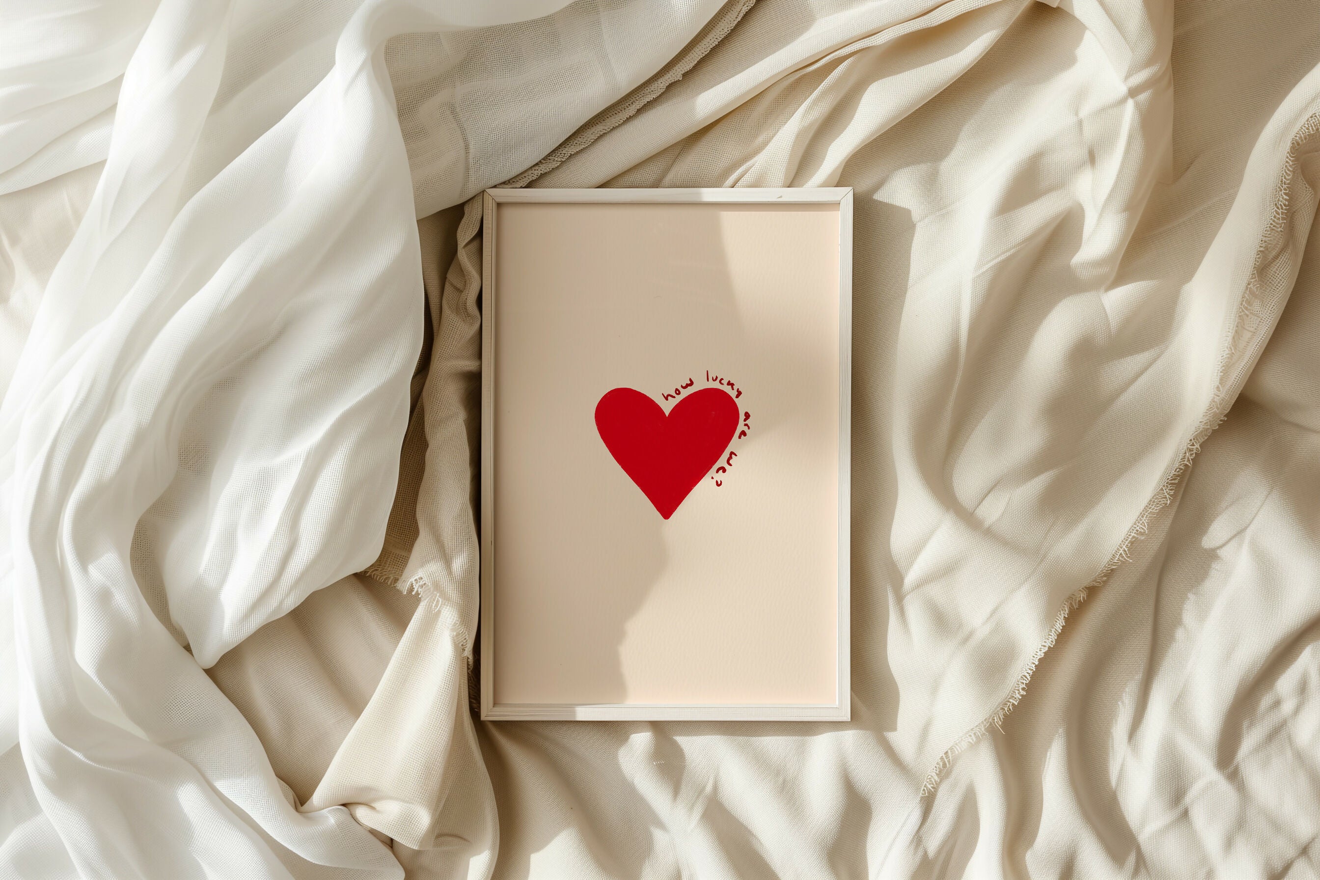 How Lucky Are We – Hand Drawn Red Love Print