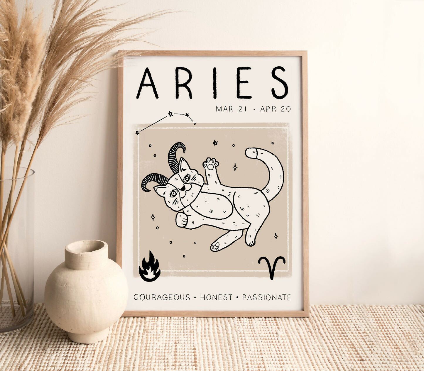 Aries Star Sign Cat Print