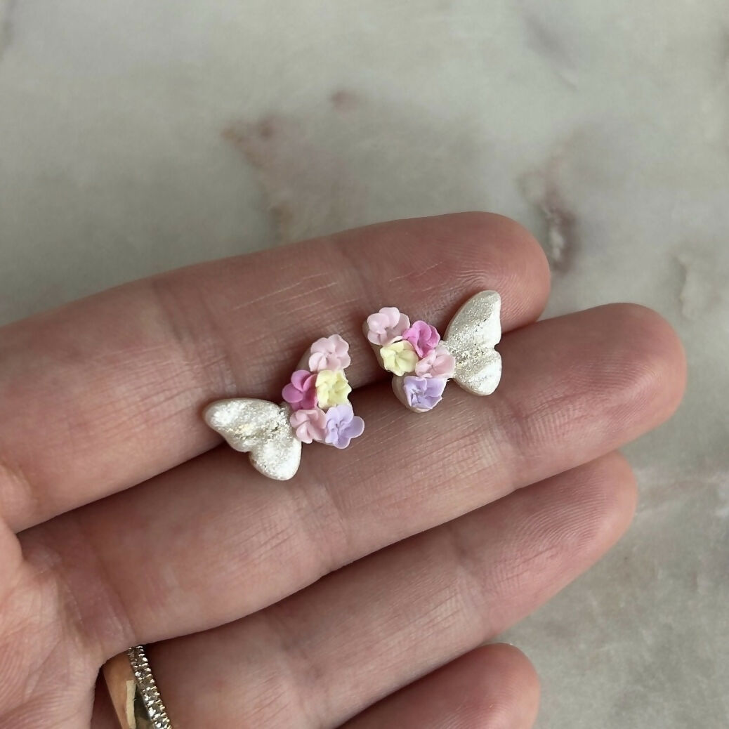 Floral Butterfly Stud Earrings