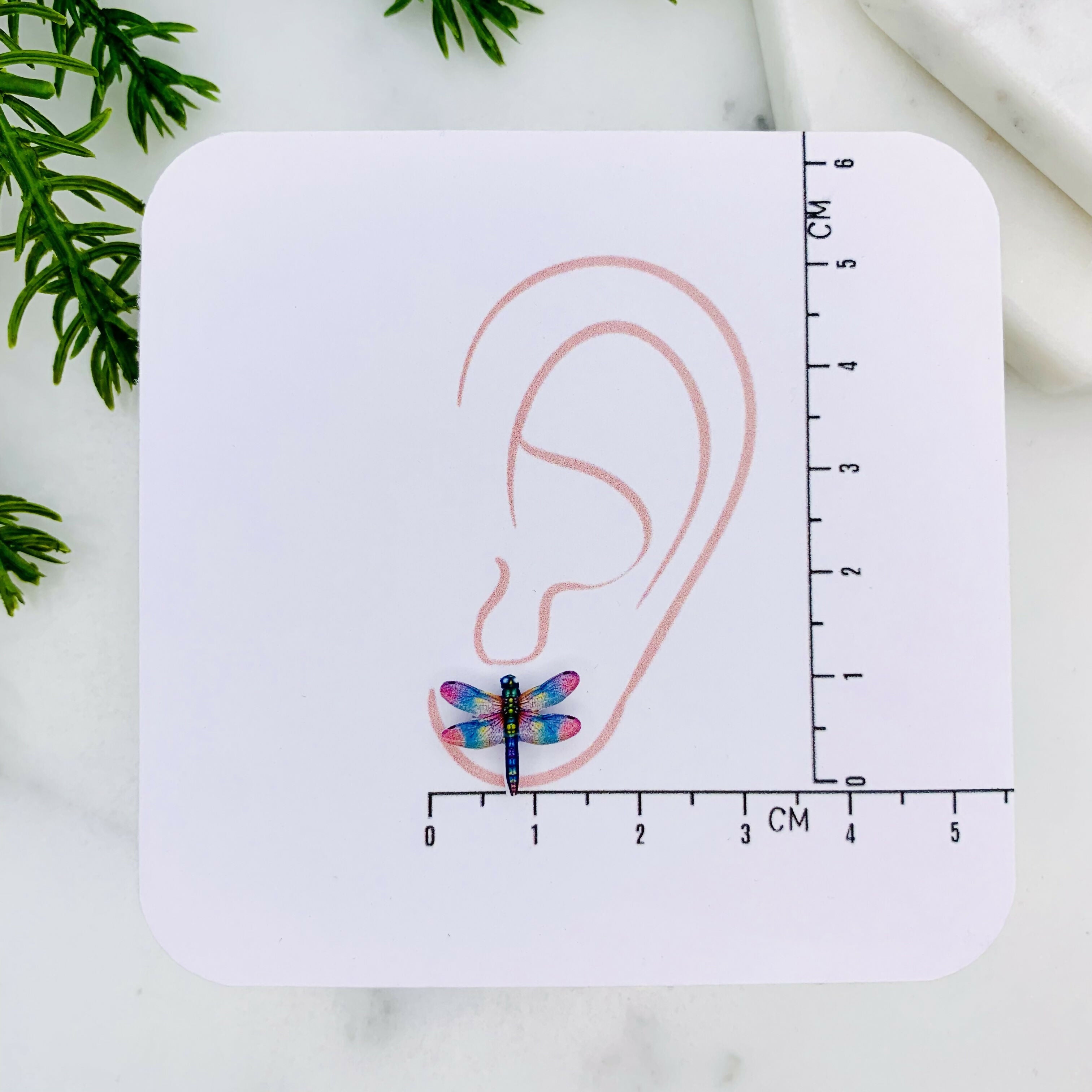Rainbow Dragonfly Stud Earrings