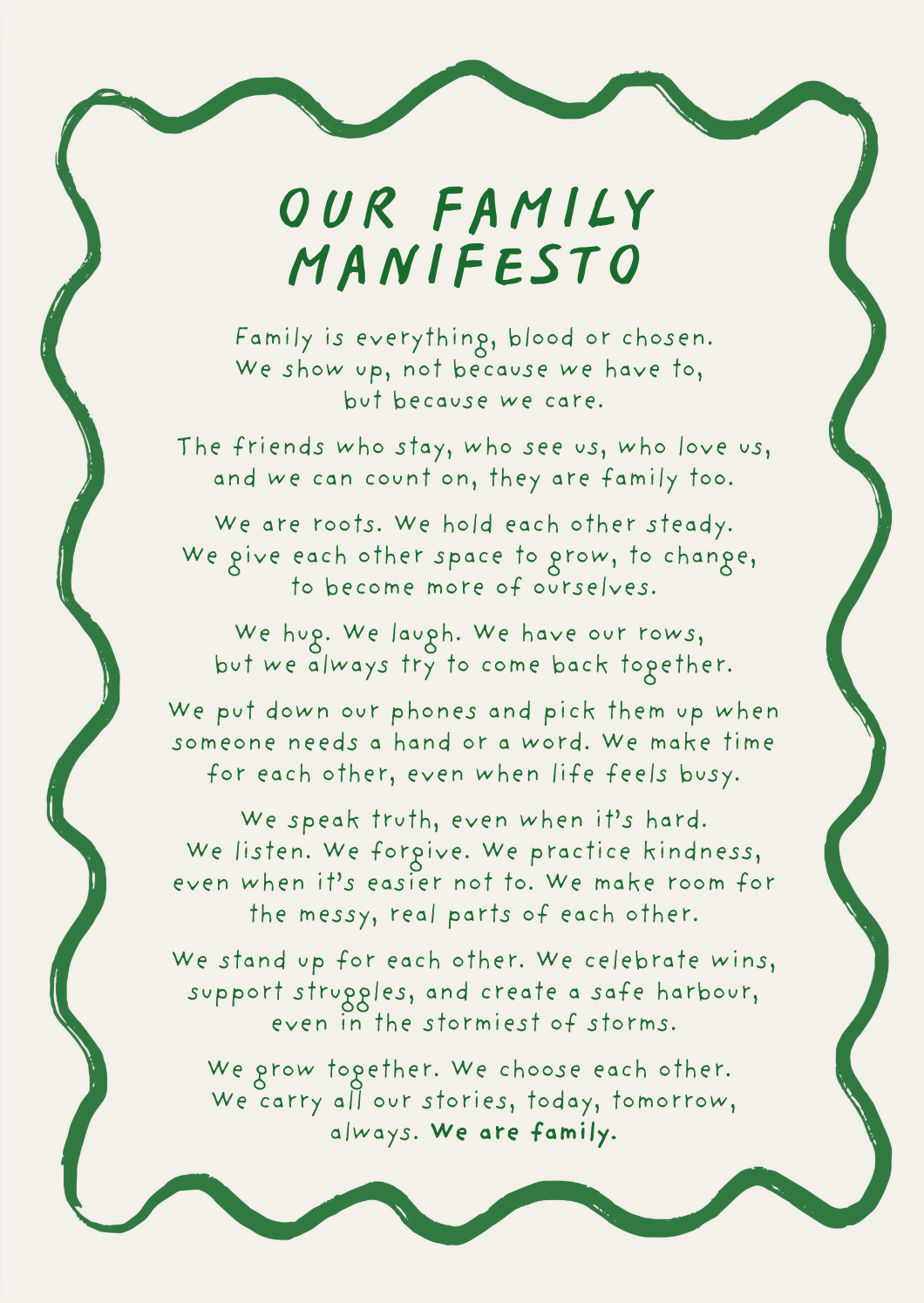 Family Mini Manifesto Art Print