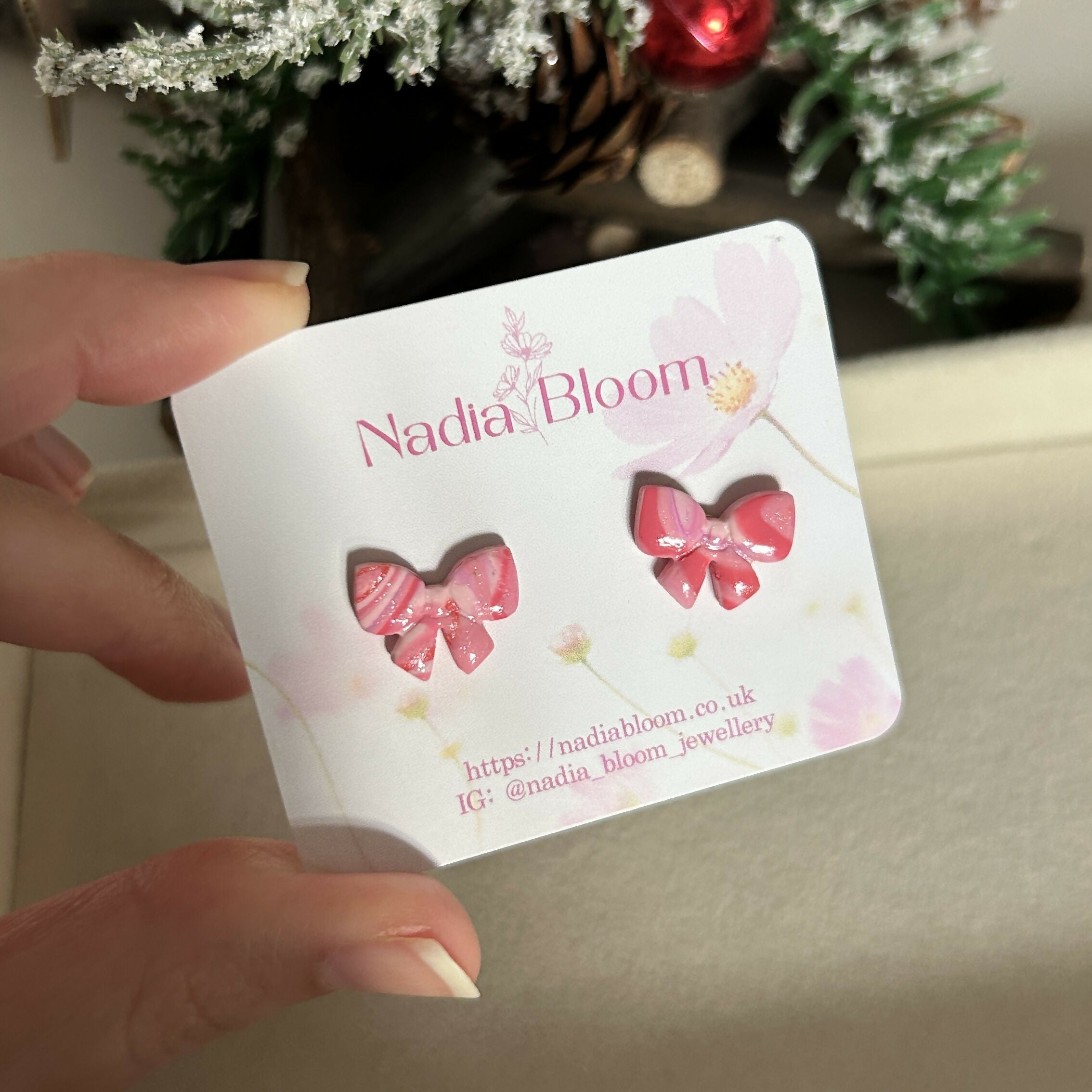 Pink Bow Tie Studs