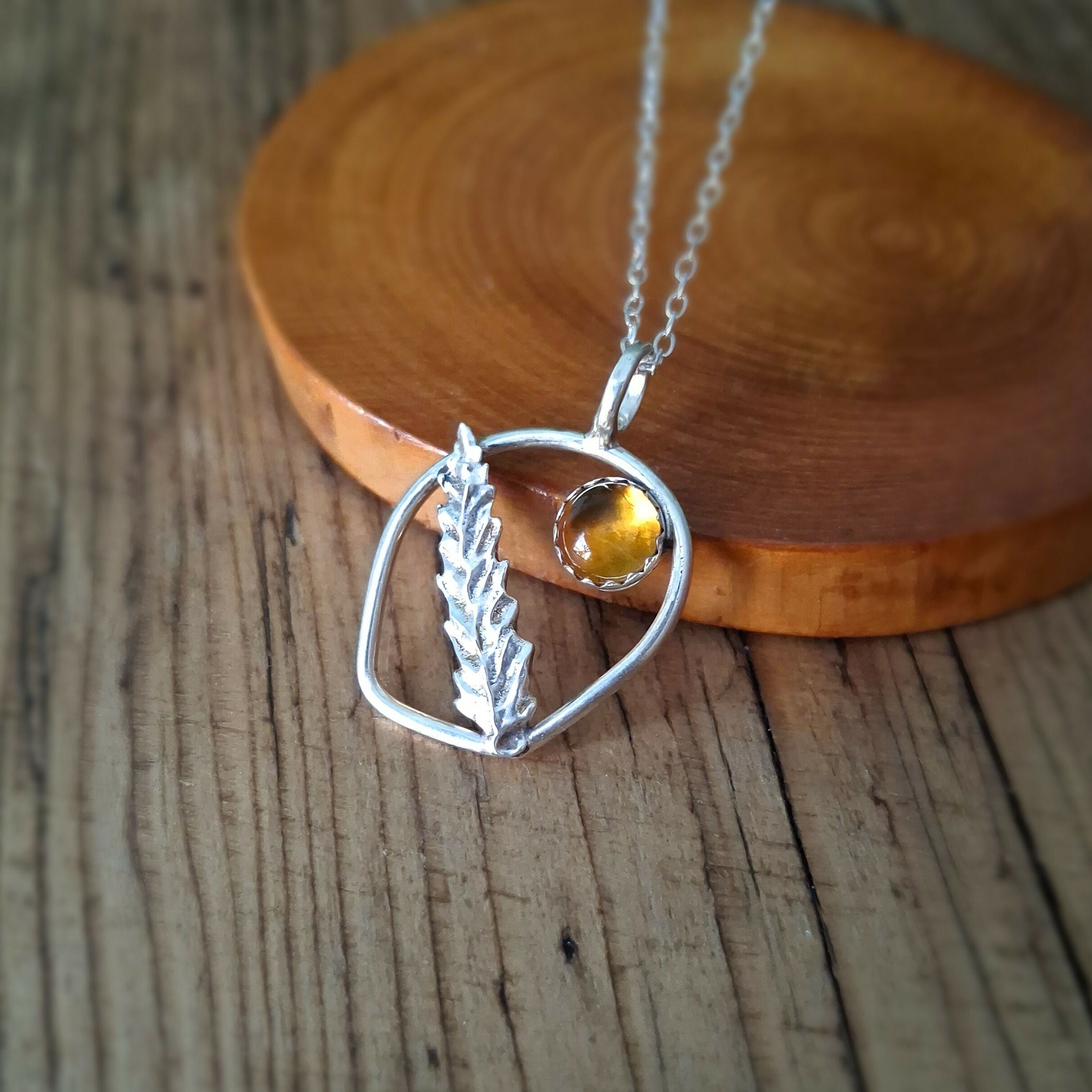 Handmade Wonky Silver Fern Leaf Frame Necklace