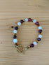 Tibetan Silver/Bronze Toggle Catch Bracelet with Faceted Copper Hematite, Plum Chalcedony & Rose Quartz.
