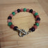 Tibetan Silver Toggle Catch Bracelet with Amethyst, Strawberry Quartz and Green Chalcedony.