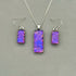 Pink & Purple Flower Dichroic Glass Necklace and Earrings Set - Sterling Silver, Handmade by Jade Tapson Glass.