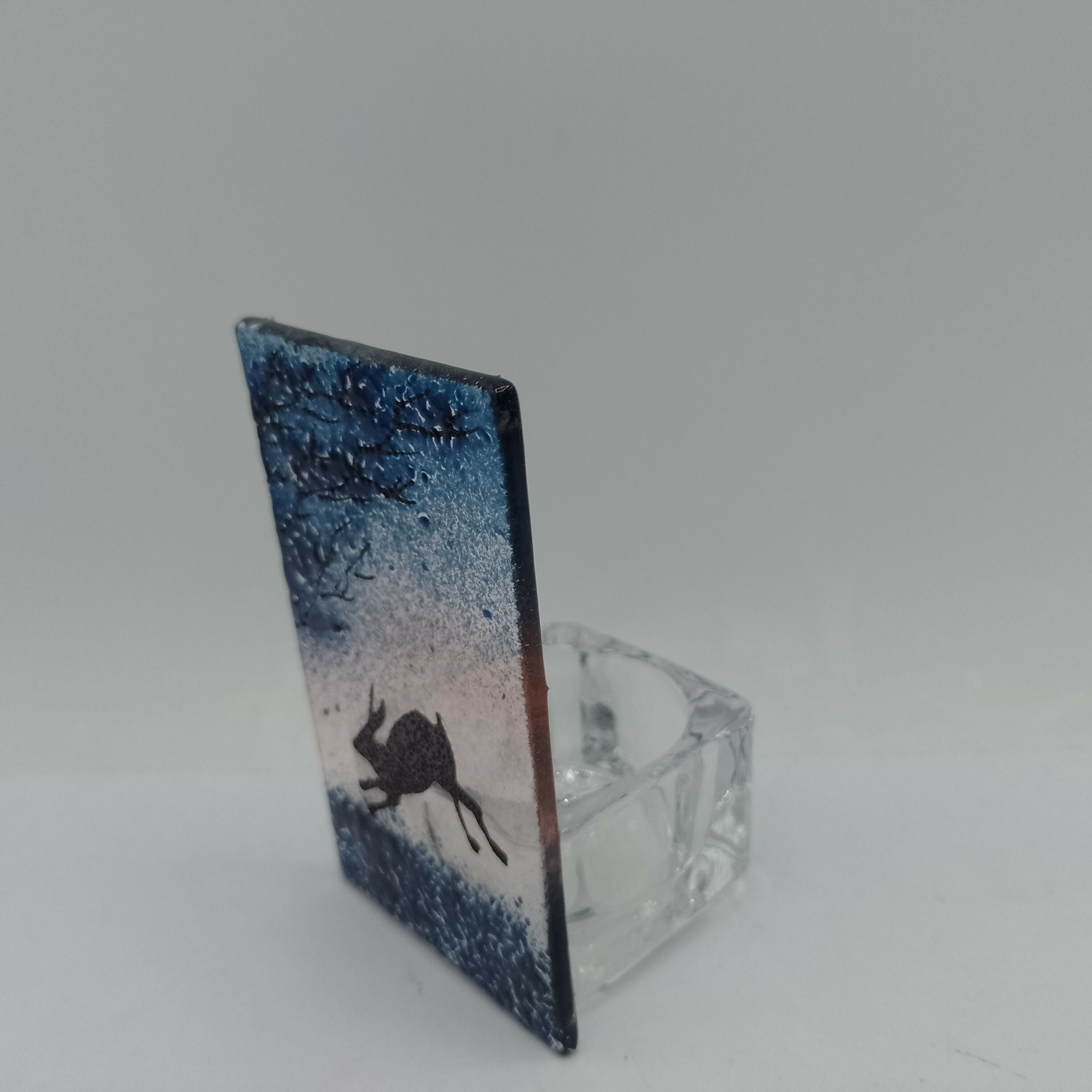 Fused Glass Silhouette Hare Tealight