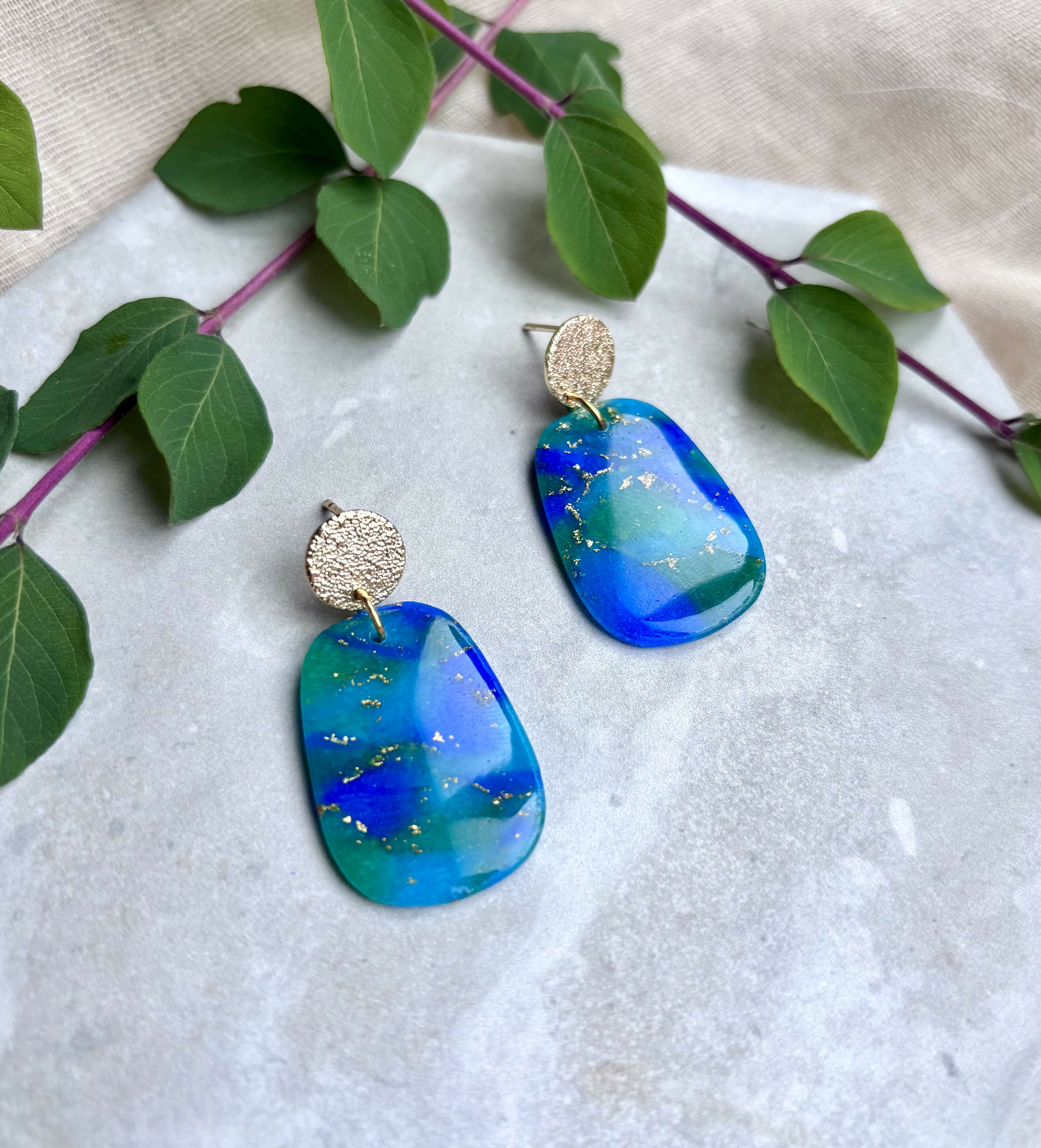 Ocean Dream Collection - Oval Drop Polymer Clay Earrings