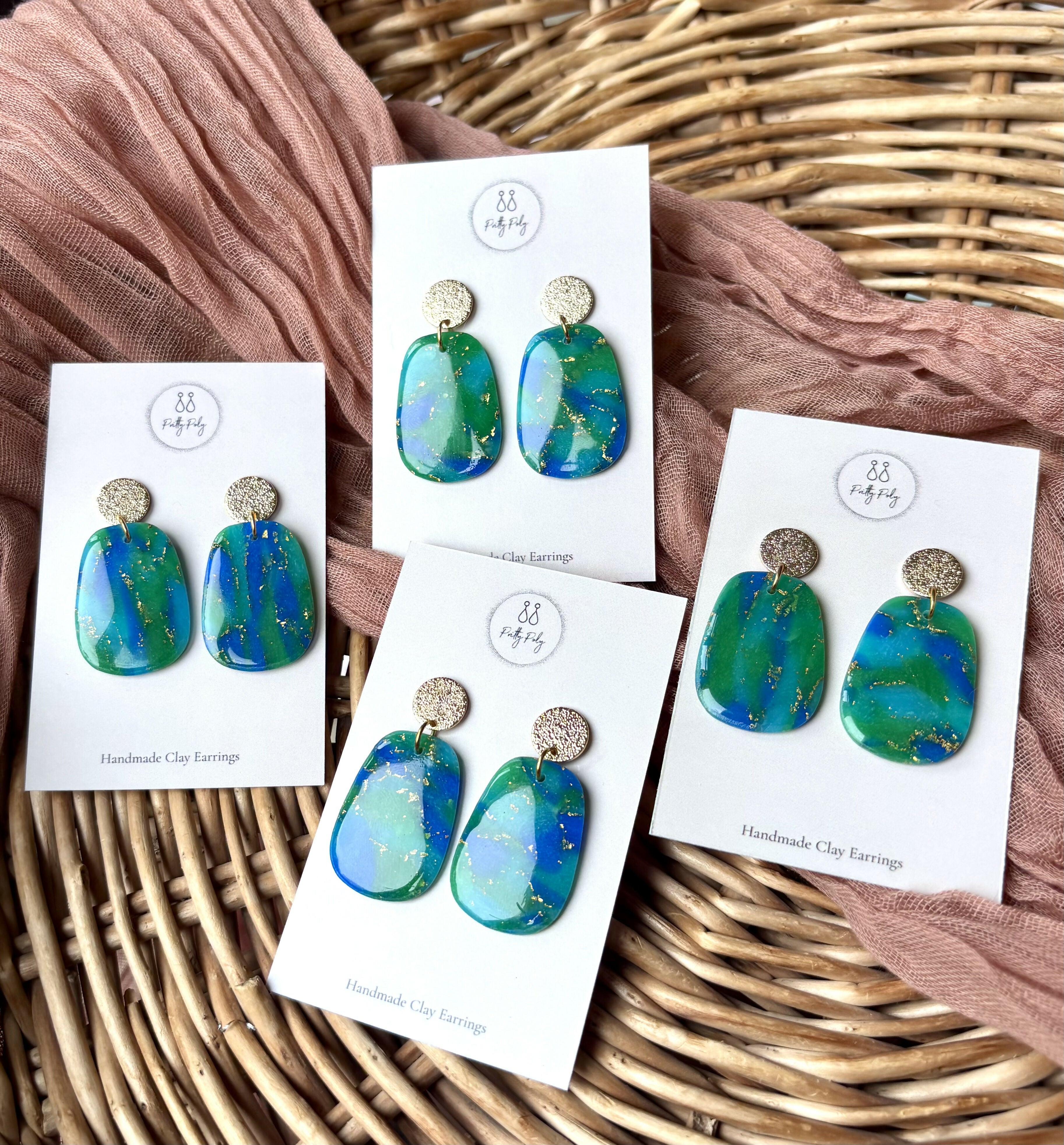 Ocean Dream Collection - Oval Drop Polymer Clay Earrings