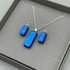 Mid Blue Dichroic Glass Necklace and Earrings Set - Sterling Silver, Handmade by Jade Tapson Glass.
