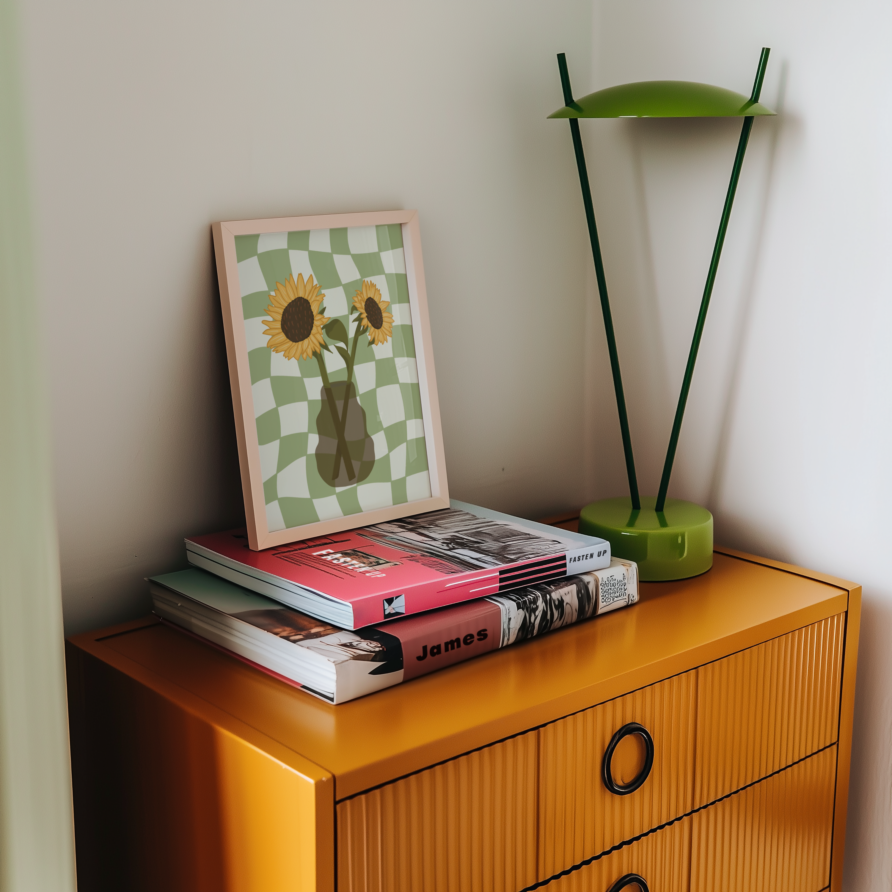 Sunflower Vase Print in Green