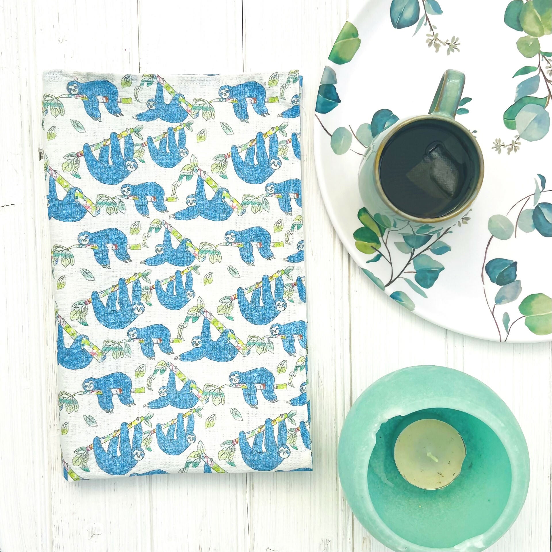 Linen Tea Towel - Sloth Design