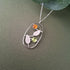 Handmade Oval Silver Leaf Necklace With Amber & Peridot