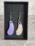 Handcrafted Teardrop Shaped Purple, Lilac, Cream And Black Earrings
