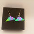 Pink And Green Triangular Earrings