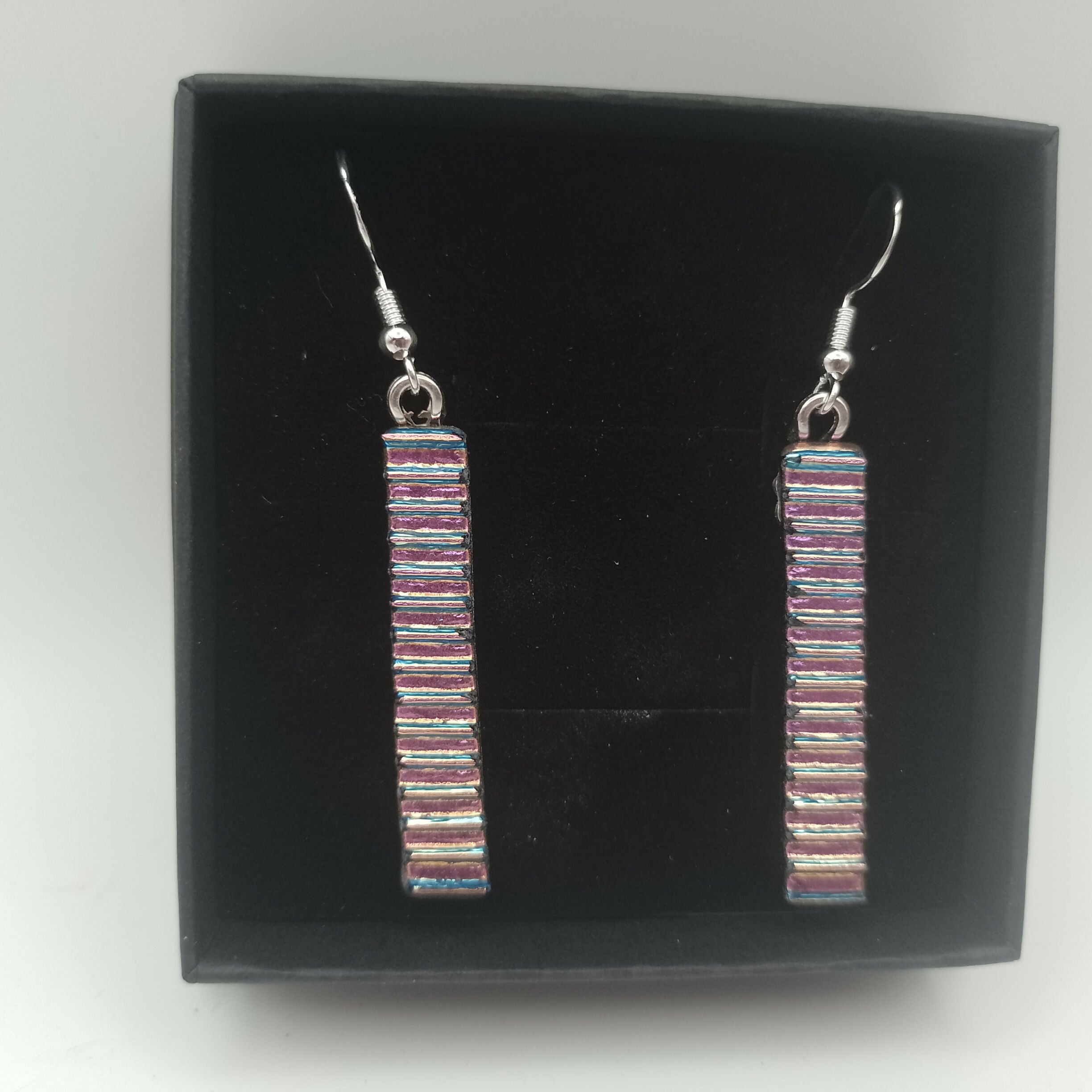Pink and Gold Lined Dichroic Earrings