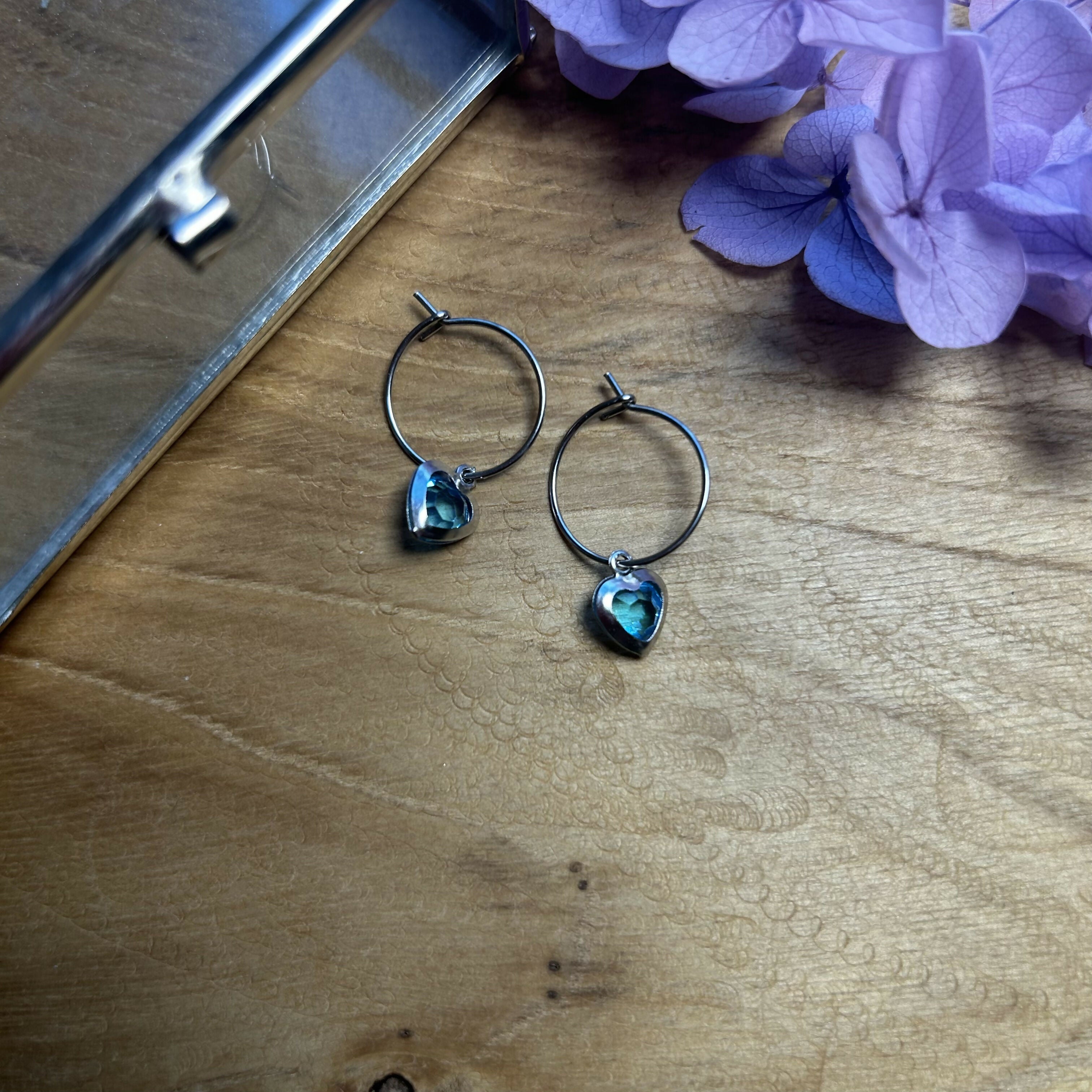 Lovely Turquoise Heart Hoops