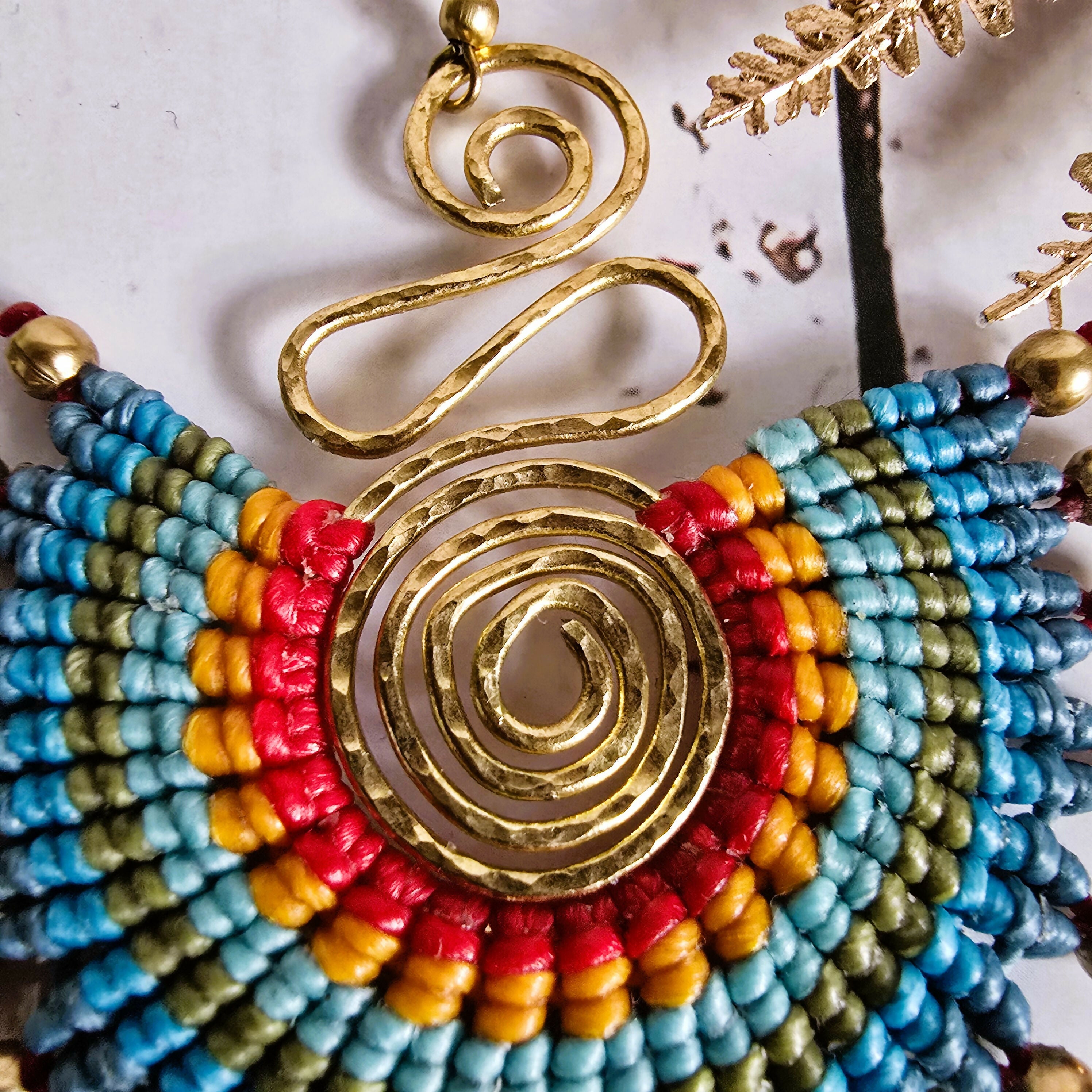 Tropical Blue Macrame Earrings; Boho Colourful Dopamine Colourful Statement Earrings