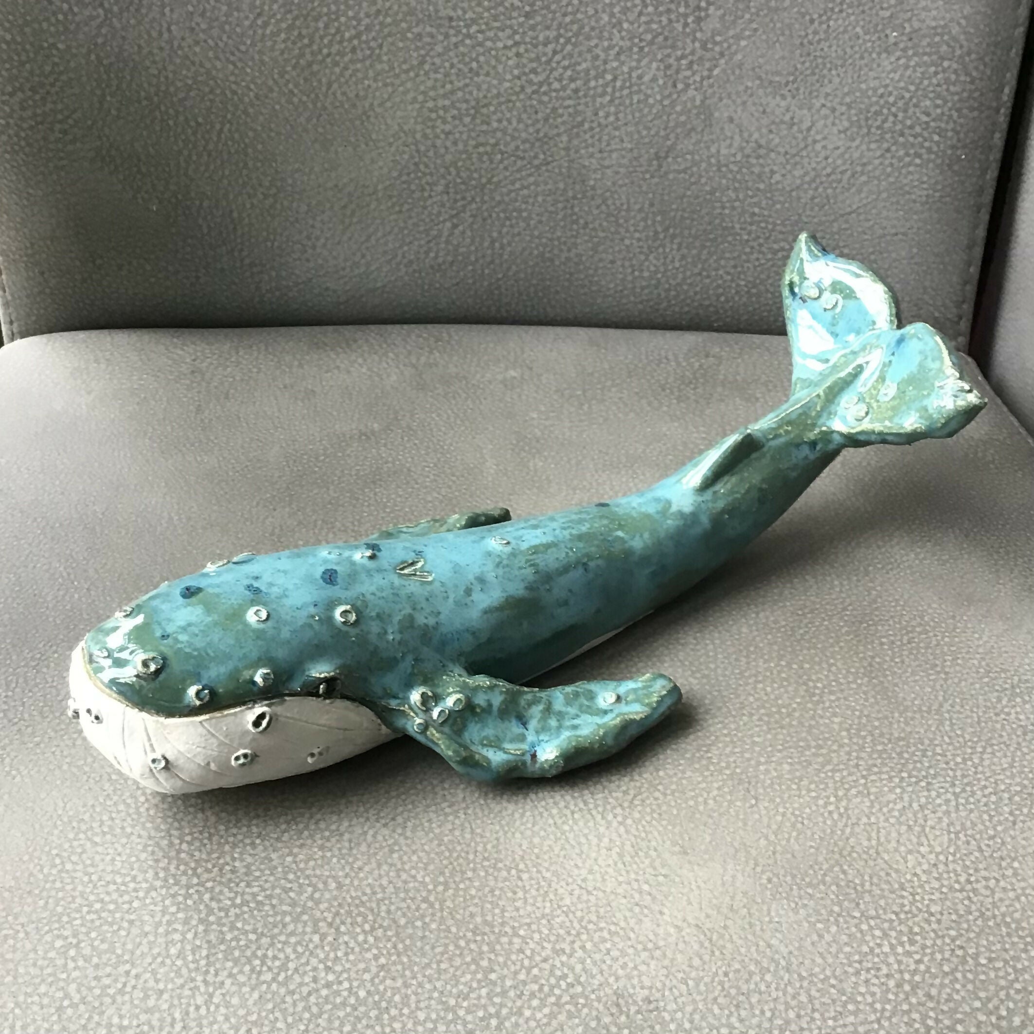 Medium Blue Ceramic Whale