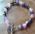 Gemstone Bracelet with a Tibetan Silver Toggle Catch, Amethyst, Strawberry Quartz and Grey Hematite.