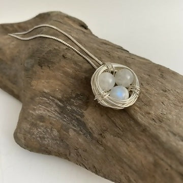 Moonstone Nest Necklace, Sterling Silver