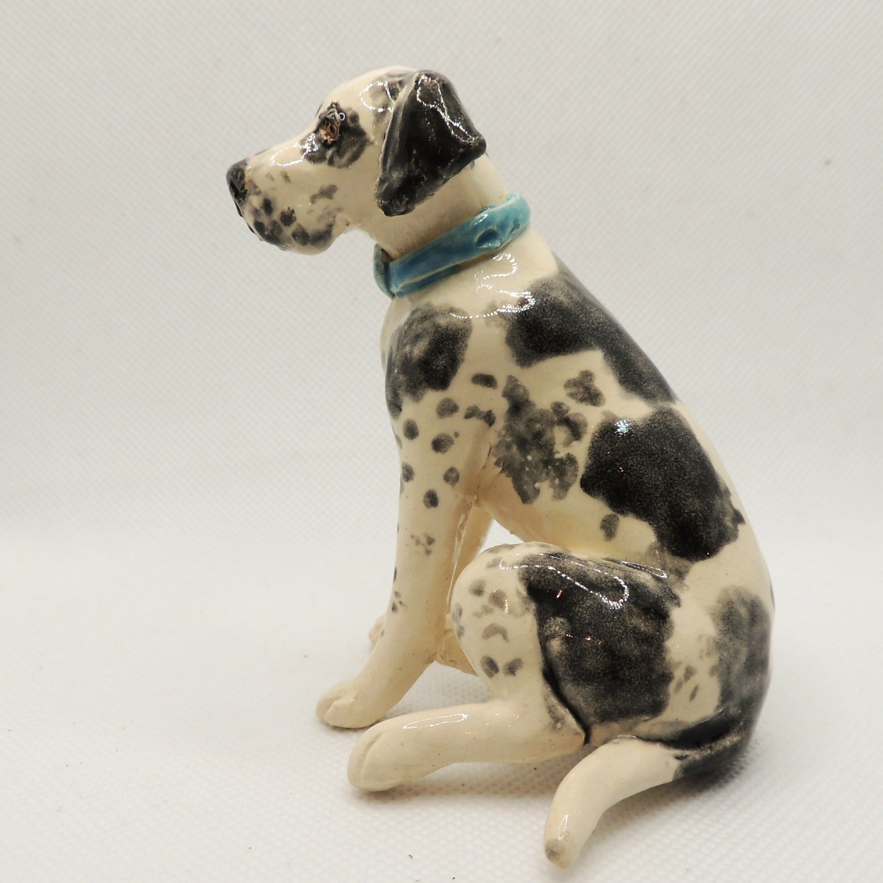 Ceramic Harlequin Great dane dog sculpture