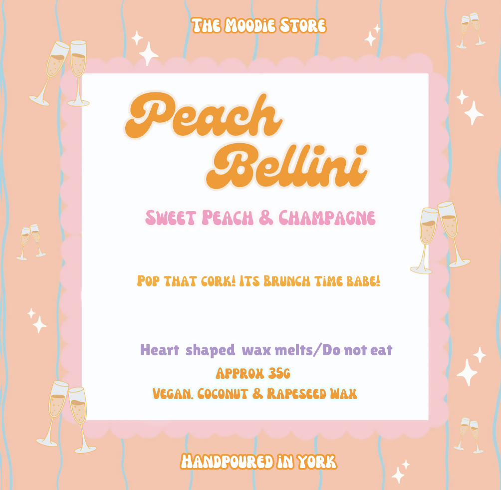 Peach Bellini - Peach & Champagne fragranced Heart Shaped Wax Melts