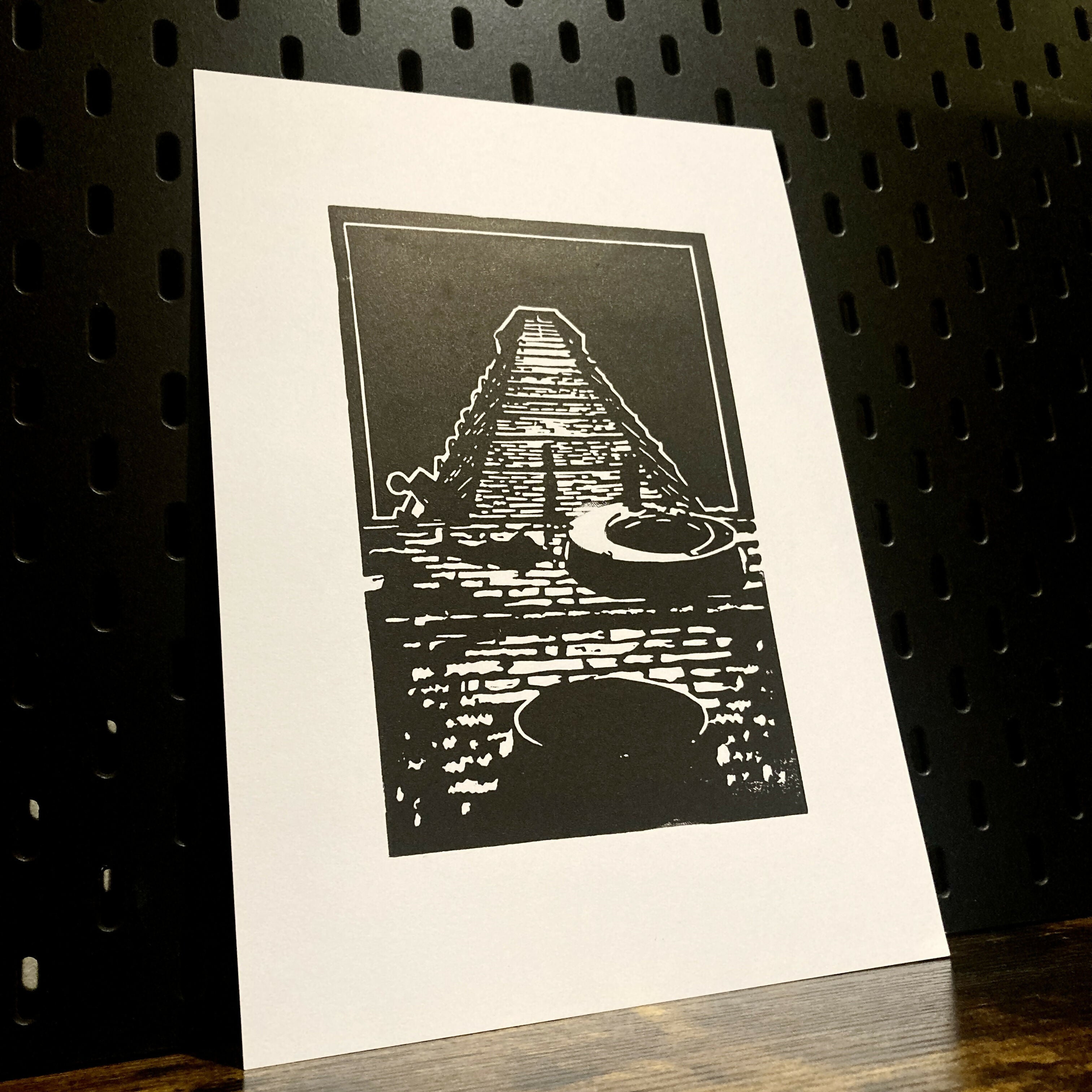 Custard Factory - A4 Hand Carved Lino Print On Card