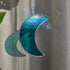 Iridescent Blue Crescent Moon Stained Glass Suncatcher