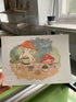 Mushroom Cats Riso Print