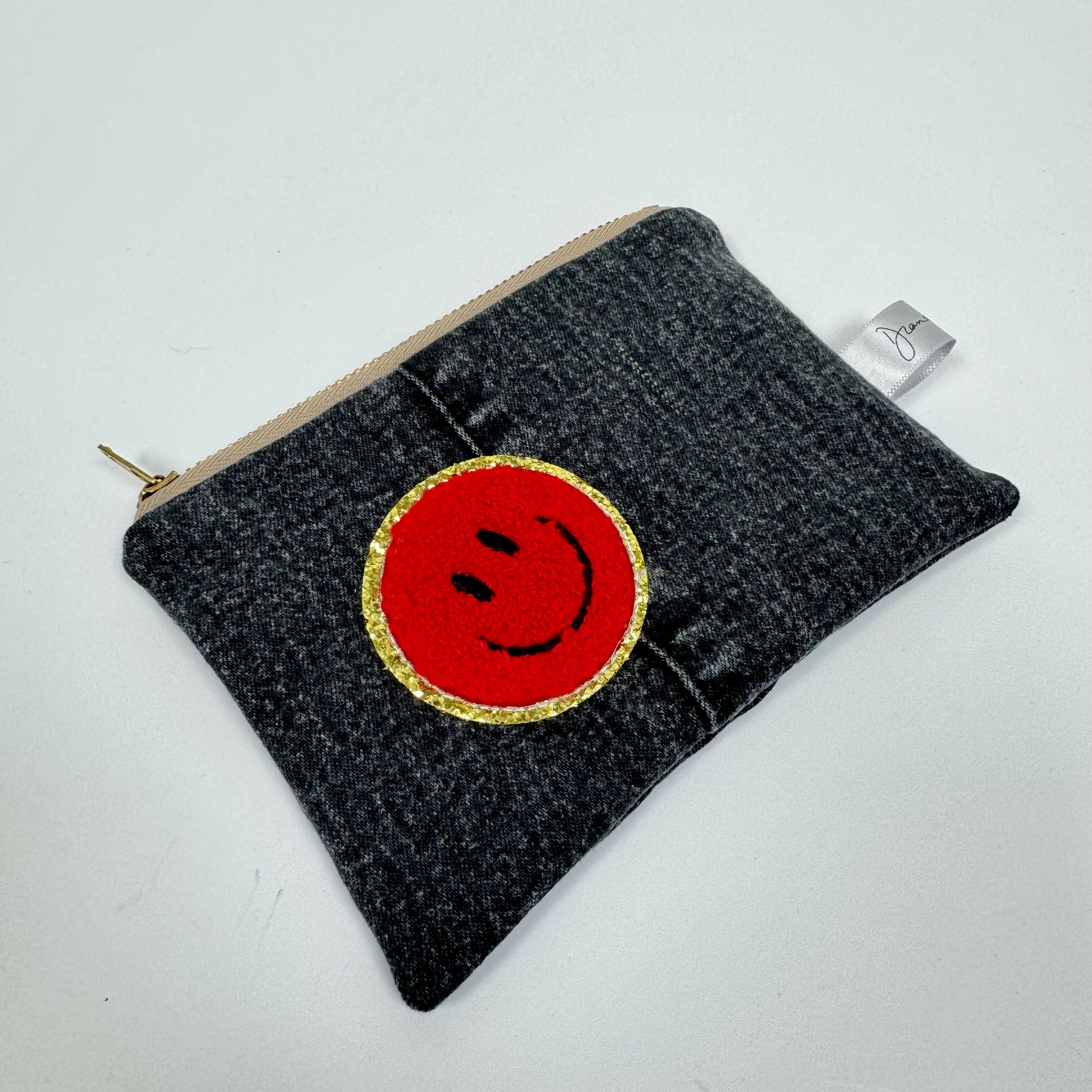 Smiley 3D Face Upcycled Purse - Red